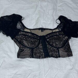 Haute Monde Black Lace Crop Top